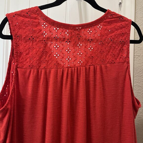 Knox Rose Red Crochet Eyelet Sleeveless Tassels Boho Top Womens Size XL Peasant - Picture 6 of 8